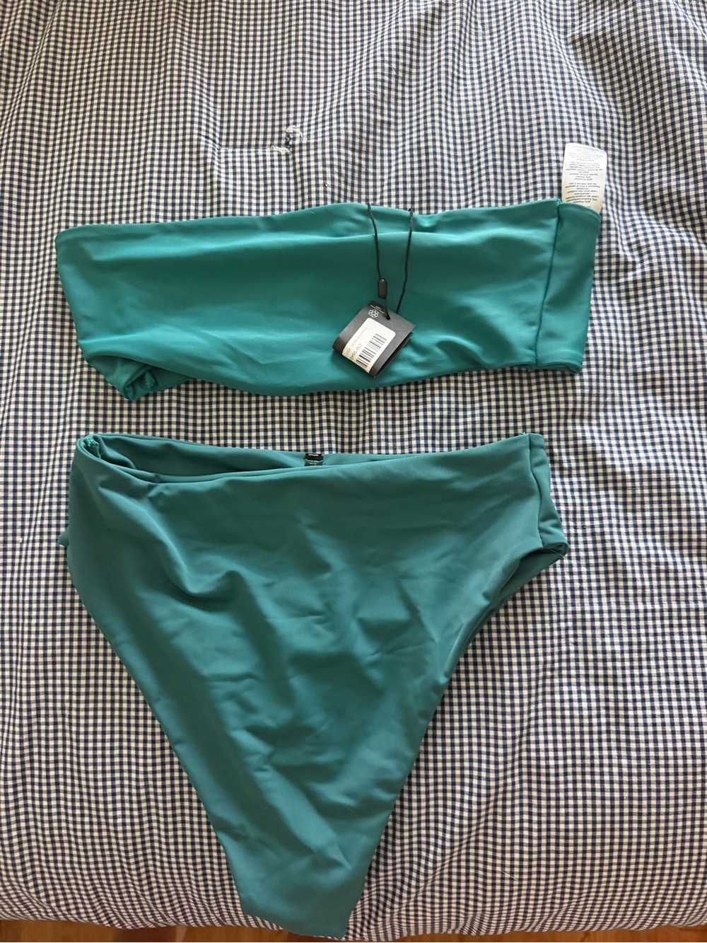 PrettyLittleThing Teal Bandeau High-Waist Bikini